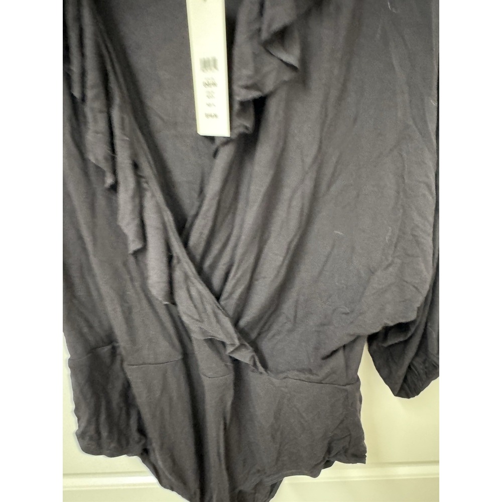 Rachel Zoe Women Black Nicole Ruffled V-Neck Body Suit XL EKB100 NWT - Picture 12 of 14